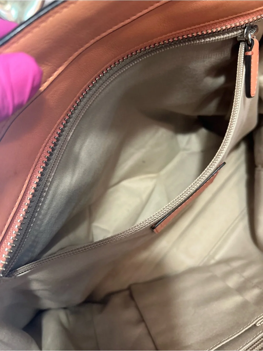 Coach Legacy Perforated Medium Candace Carryall in a coral Leather w Tassels